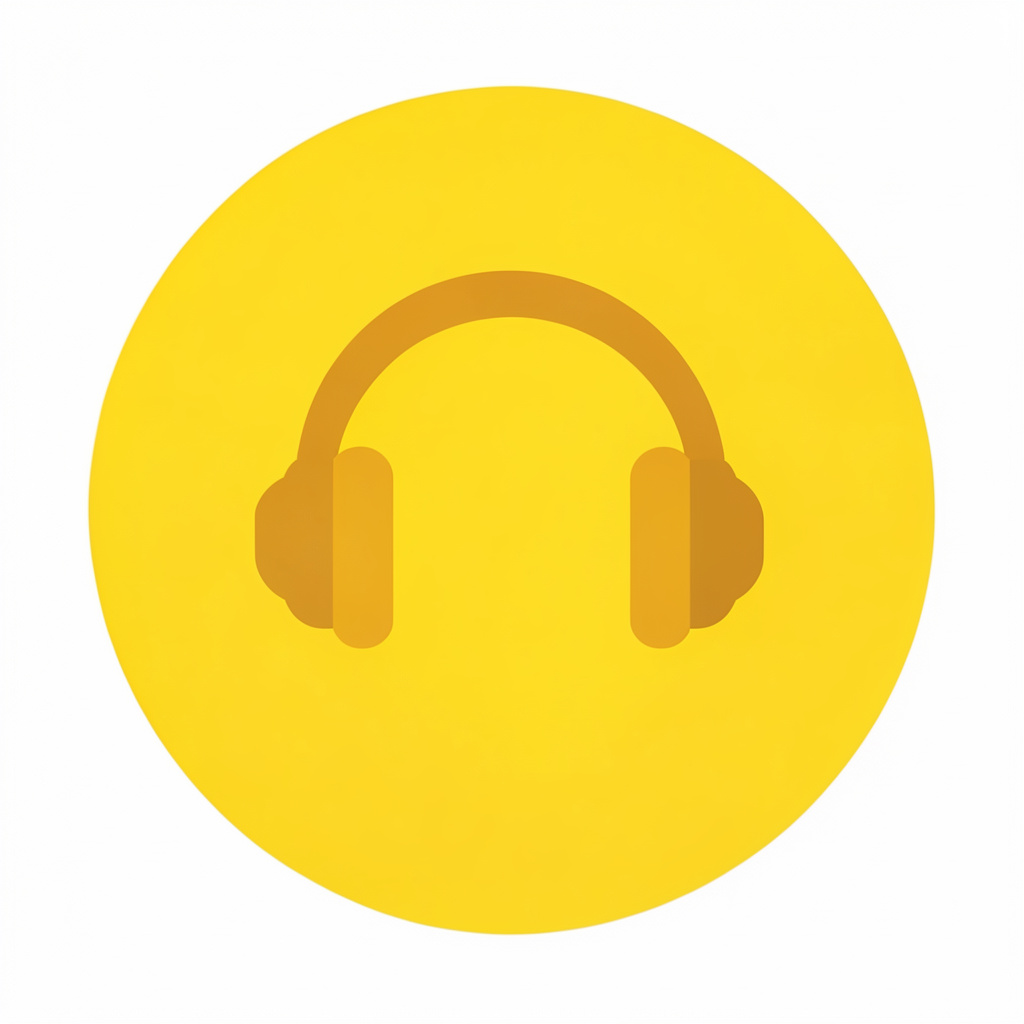 Circular avatar placeholder in warm golden tones with a subtle headphone icon