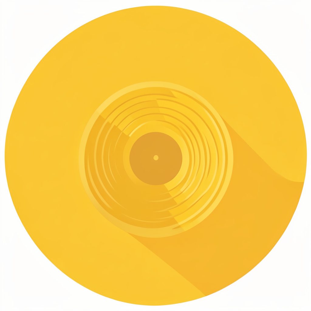 Circular avatar placeholder in warm golden tones with a subtle vinyl record icon