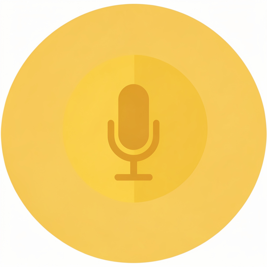Circular avatar placeholder in warm golden tones with a subtle microphone icon